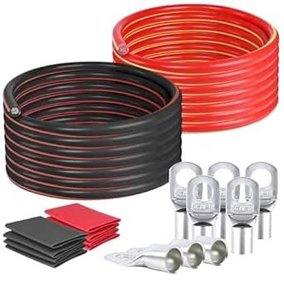 12 Feet 1/0 Gauge Car Battery Cables (Red & Black)