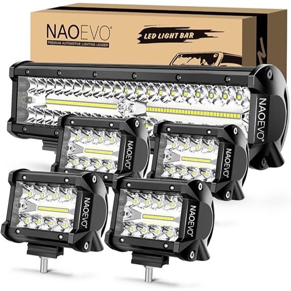 NAOEVO 12 LED Light Bar & Pod Lights Set