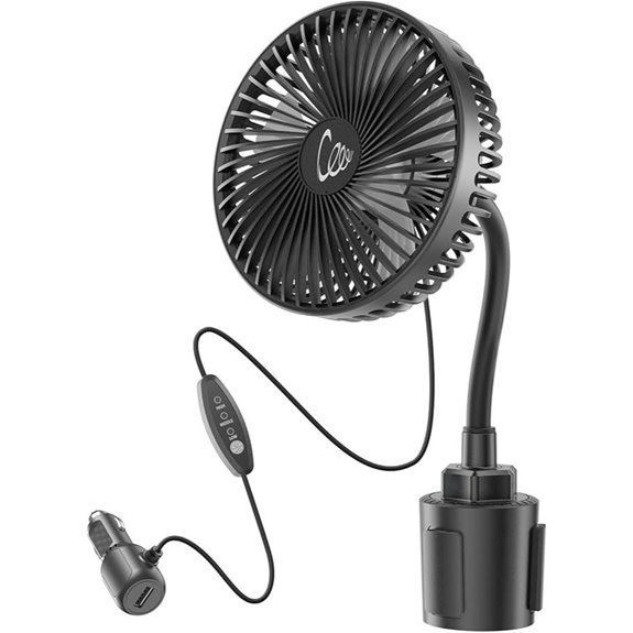 12V Car Fan with 3-Speed and 360° Rotation