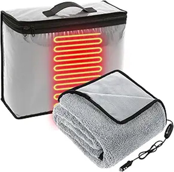 Riakrum 12V Heated Car Blanket with Storage Bag