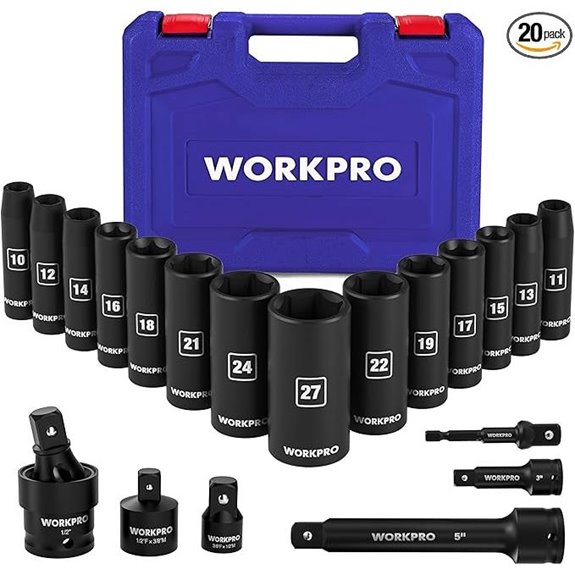 WORKPRO 20-Piece 1/2 Drive Impact Socket Set