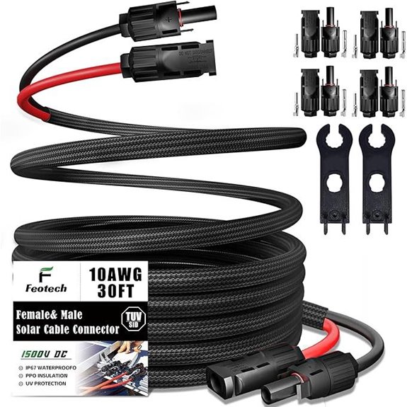 Twin Wire 30ft Solar Extension Cable with Connectors