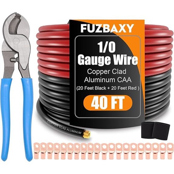 Automotive 1/0 Battery Cable with Connectors (40ft)