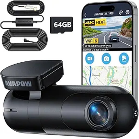 AVAPOW 4K Car Dash Cam with WiFi & Night Vision