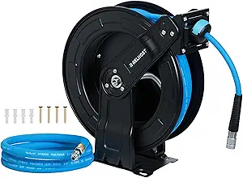 Retractable 50ft Air Hose Reel with Auto Rewind