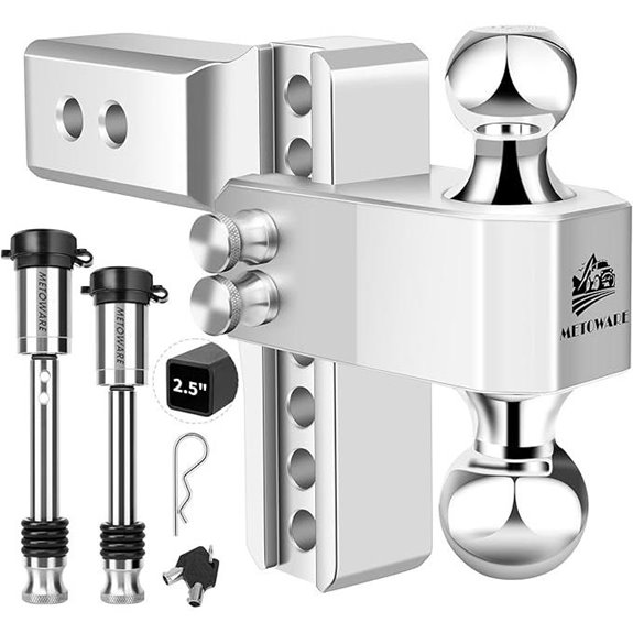 METOWARE Adjustable Aluminum Trailer Hitch with Locks