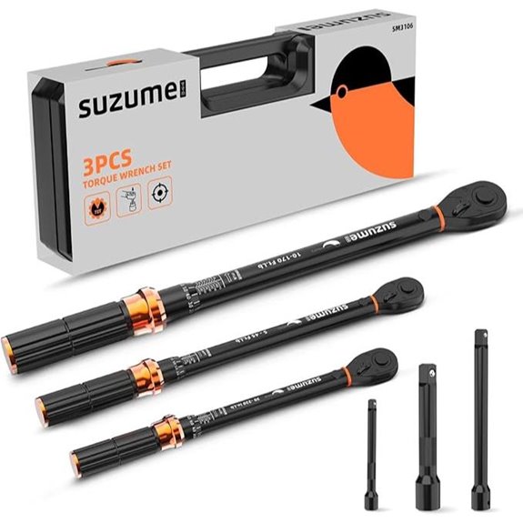 SUZUME 3-Piece Adjustable Torque Wrench Set