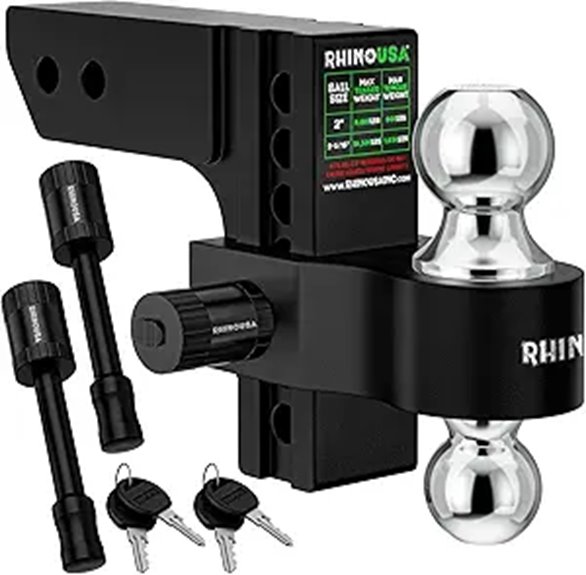 Rhino USA Adjustable 2-Inch Trailer Hitch with Lock