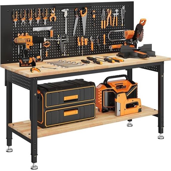 Adjustable Work Bench with Storage Power and Lighting
