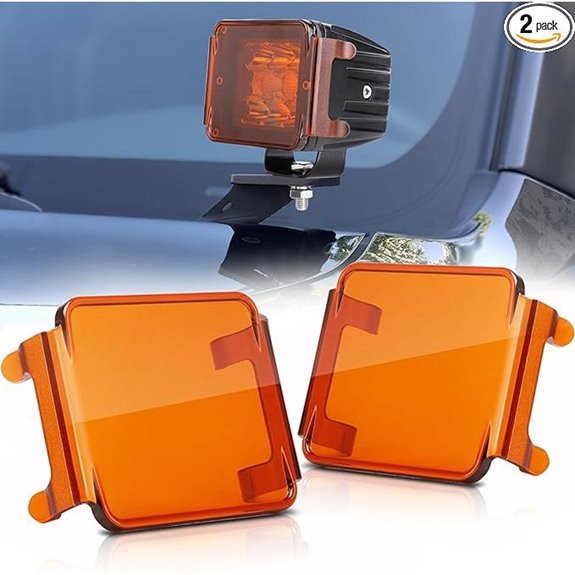 2PCS Amber LED Pod Light Covers 3-Inch Square