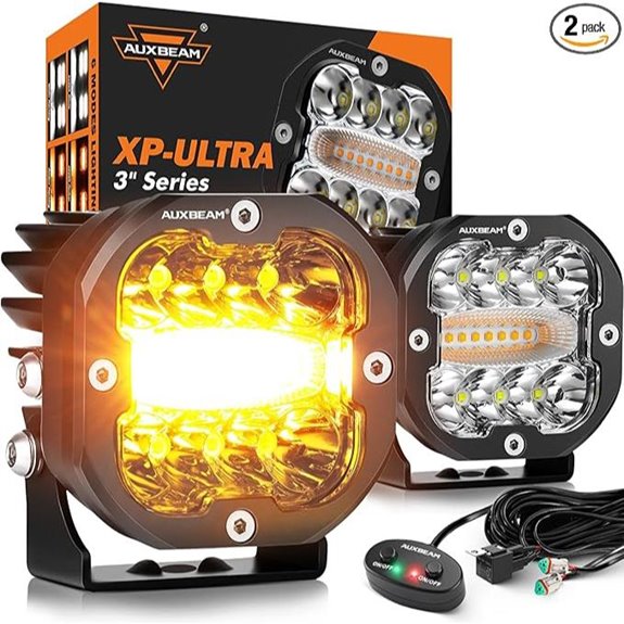 Auxbeam 6-Mode Amber White LED Offroad Lights Pair