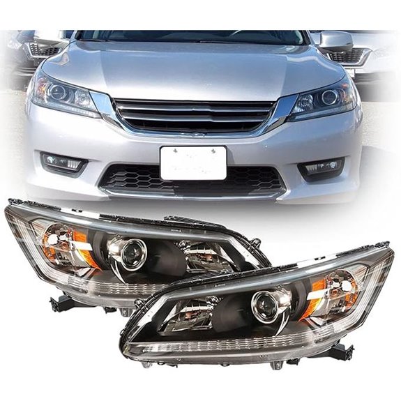 Munirater Black Headlight Assembly for Honda Accord