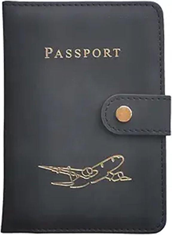 RFID Passport Holder with Card Slots Unisex Black