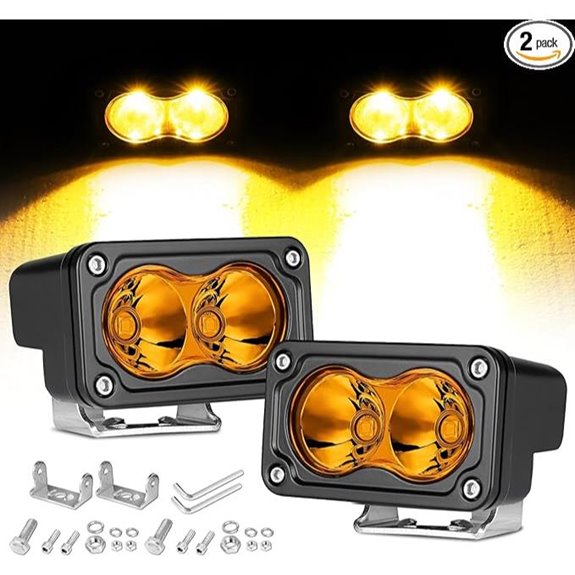 Amber LED Pods 3 Inch 40W Fog Lights (2 Pack)