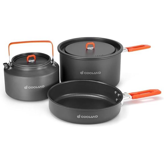 Odoland Camping Cookware Set with Fry Pan and Kettle