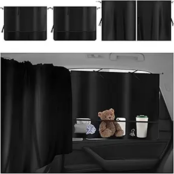 2PCS Car Window Shades with Mesh Storage Pockets