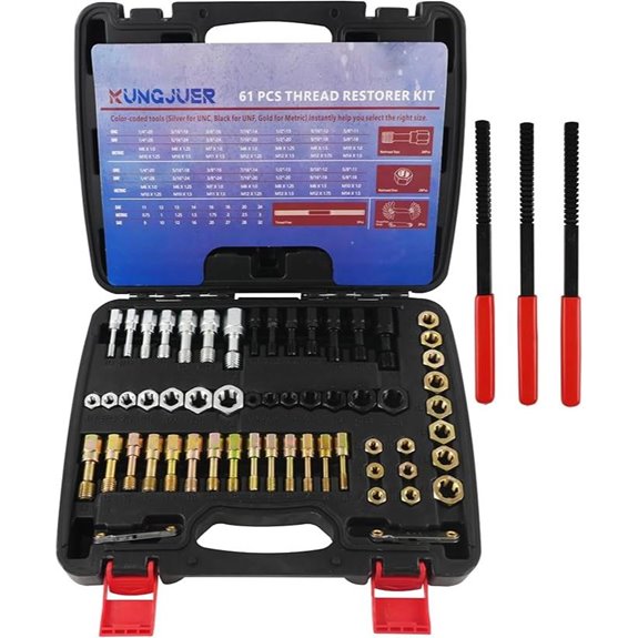 61PCS Thread Repair Kit with Gauge and Tools