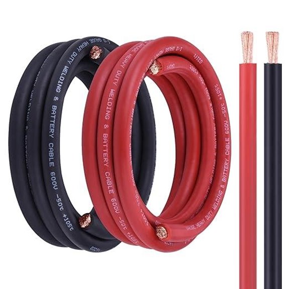1/0 Copper Battery Cable 10FT Red/Black for Automotive