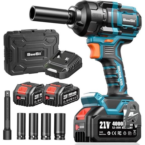 Seesii 1200Nm Cordless Impact Wrench with Batteries