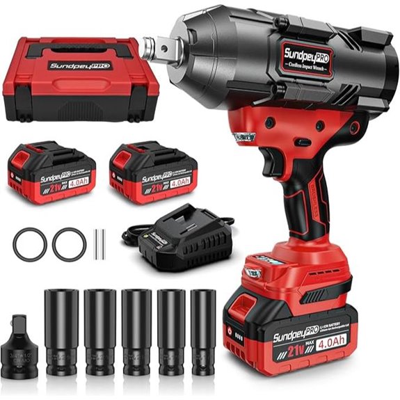 Cordless Impact Wrench Kit with 2 Batteries and Sockets