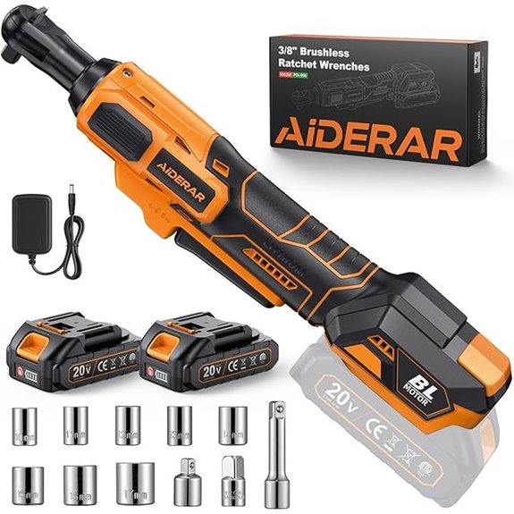 20V Cordless Ratchet Wrench Set with 8 Sockets