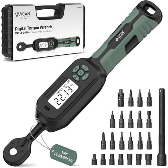 Digital 1/4 Torque Wrench with Buzzer and Bits