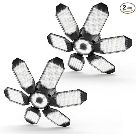 2-Pack Bright LED Garage Ceiling Lights with Deformable Panels