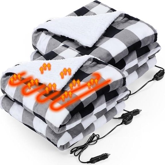 2-Pack Heated Car Blanket with Adjustable Heat
