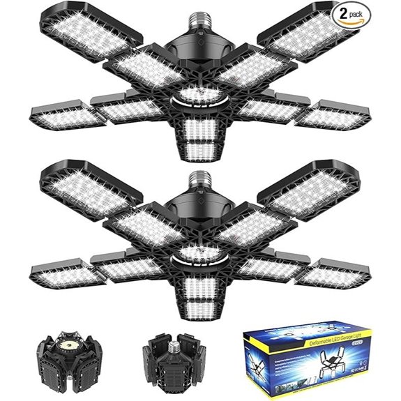 Nexillumi 2-Pack 180W LED Garage Lights with Adjustable Panels