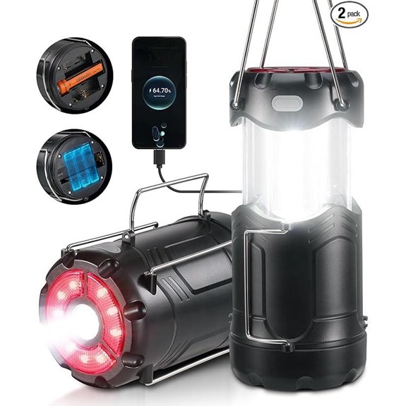 2 Pack Collapsible LED Camping Lanterns with Rechargeable Battery