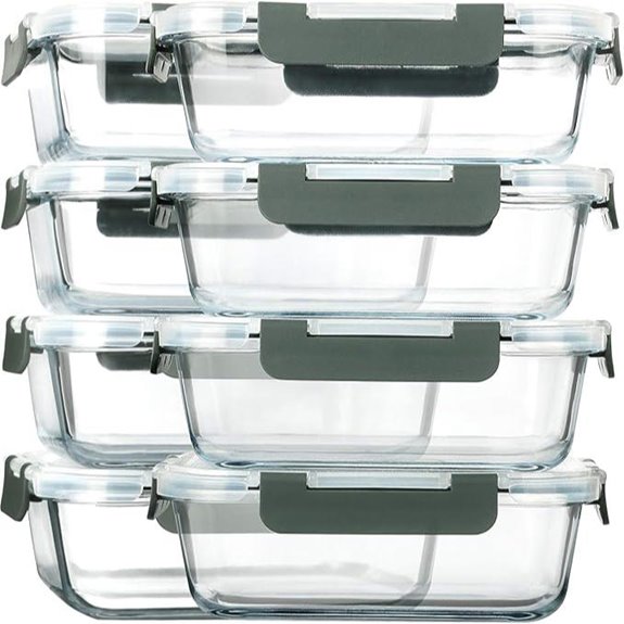 8-Pack 30oz Glass Food Storage Containers