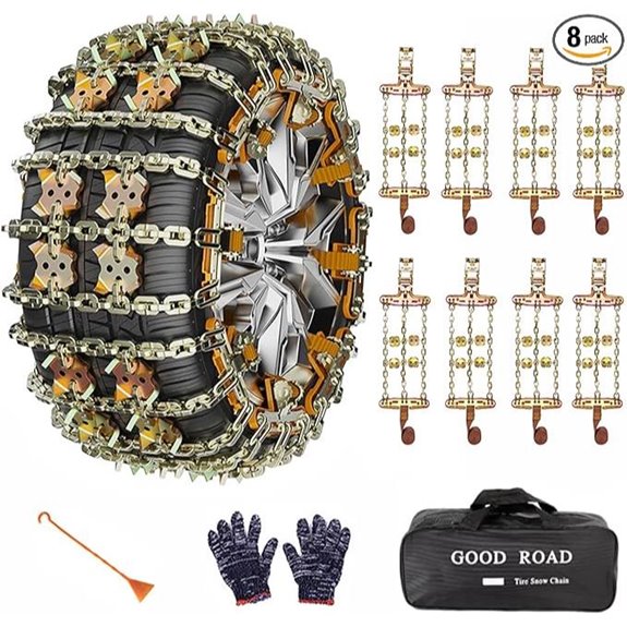 8pcs Car Snow Chains for Tires 165-265mm