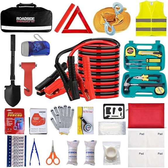 Emergency Car Roadside Kit with Jumper Cables & First Aid