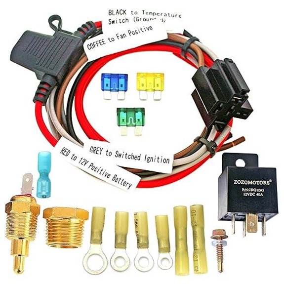 Electric Fan Relay Kit with Thermostat and Sensor