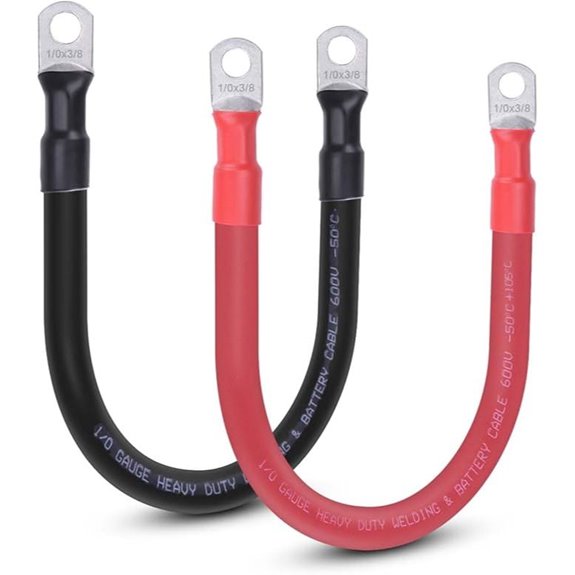 Flexible 1/0 AWG Copper Battery Cables (Pair)