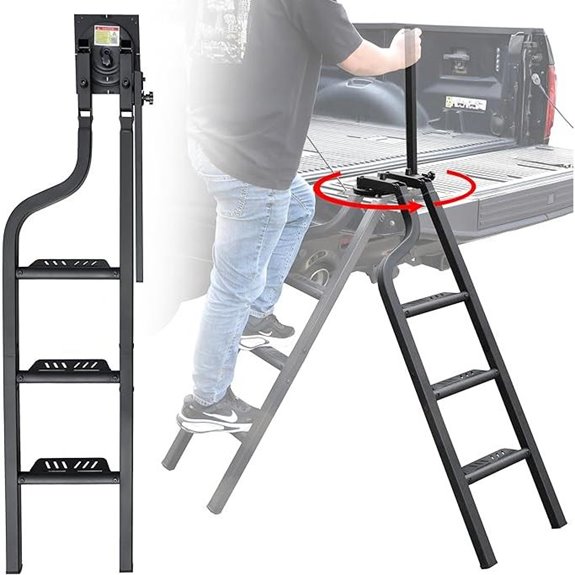 KEWISAUTO Foldable Pickup Tailgate Ladder with Handle