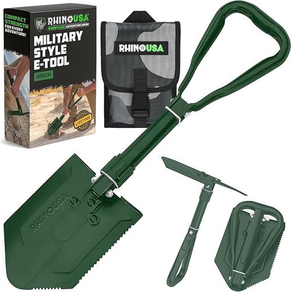 RHINO USA Folding Survival Shovel with Pick