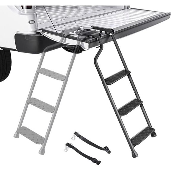 AA Products Foldable Truck Tailgate Ladder with Wide Pedal