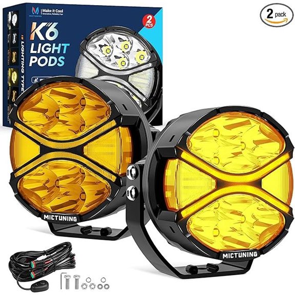 MICTUNING 4 Amber Fog Light Pods with DRL
