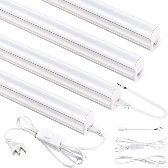 4FT LED Shop Lights 4-Pack Bright White Linkable