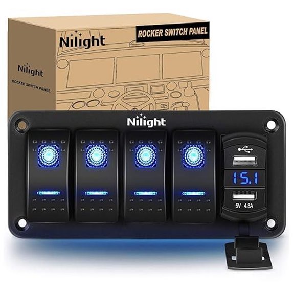 Nilight 4-Gang Switch Panel with Dual USB and Voltmeter