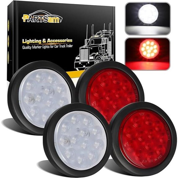 Partsam 4-Pack Round LED Trailer Tail Light Kit