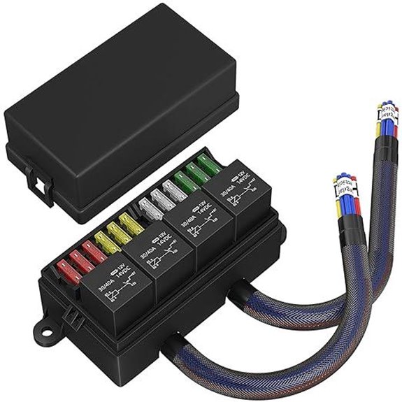 12V Fuse Relay Box with 4 Relays and Fuses