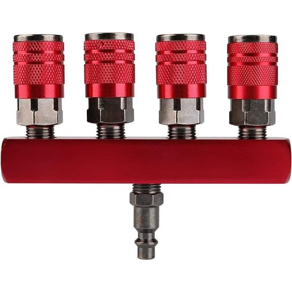 Hromee 4-Way Air Manifold with Couplers and NPT Plug