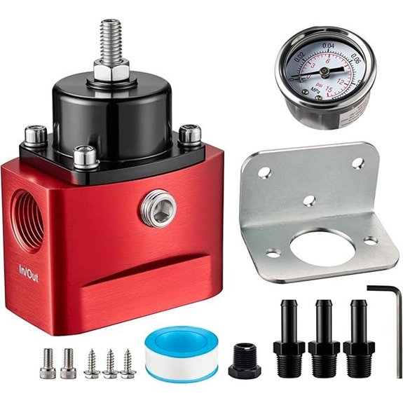 Adjustable Fuel Pressure Regulator with Gauge and Fittings