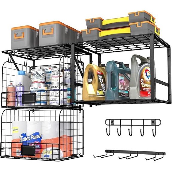 Garage Wall Shelf with Wire Baskets & Tool Organizer