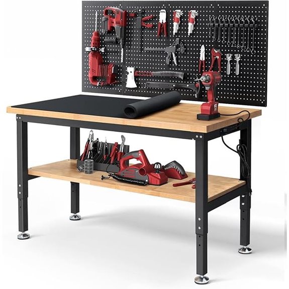 Garage Workbench with Storage and Power Outlets