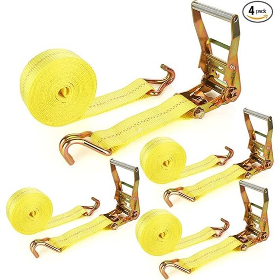 4 Pack Heavy Duty 20ft Ratchet Straps with Hooks