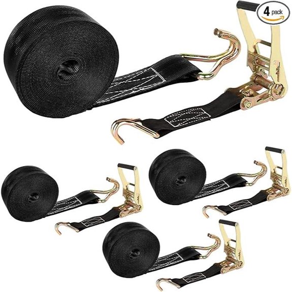 4 Pack 20ft Heavy Duty Ratchet Straps with Hooks