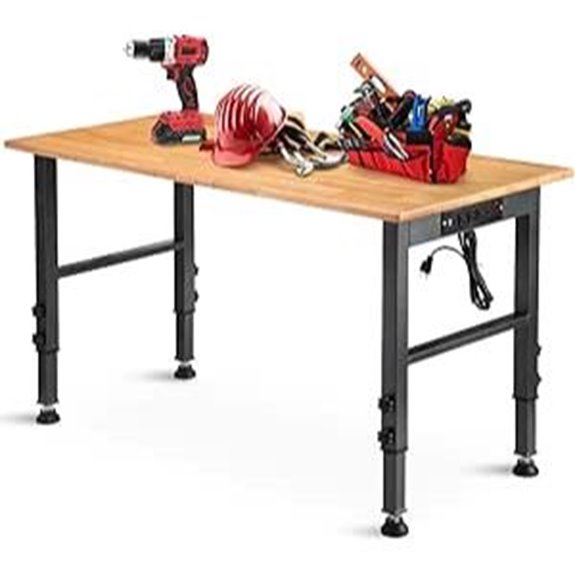 Adjustable Heavy Duty Workbench with Power Outlet